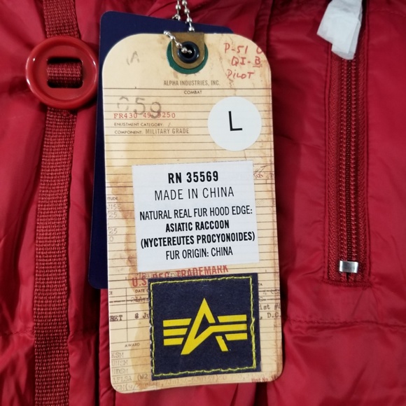 Alpha Industries N-3B Echo Elite Down Parka Red - Picture 8 of 8